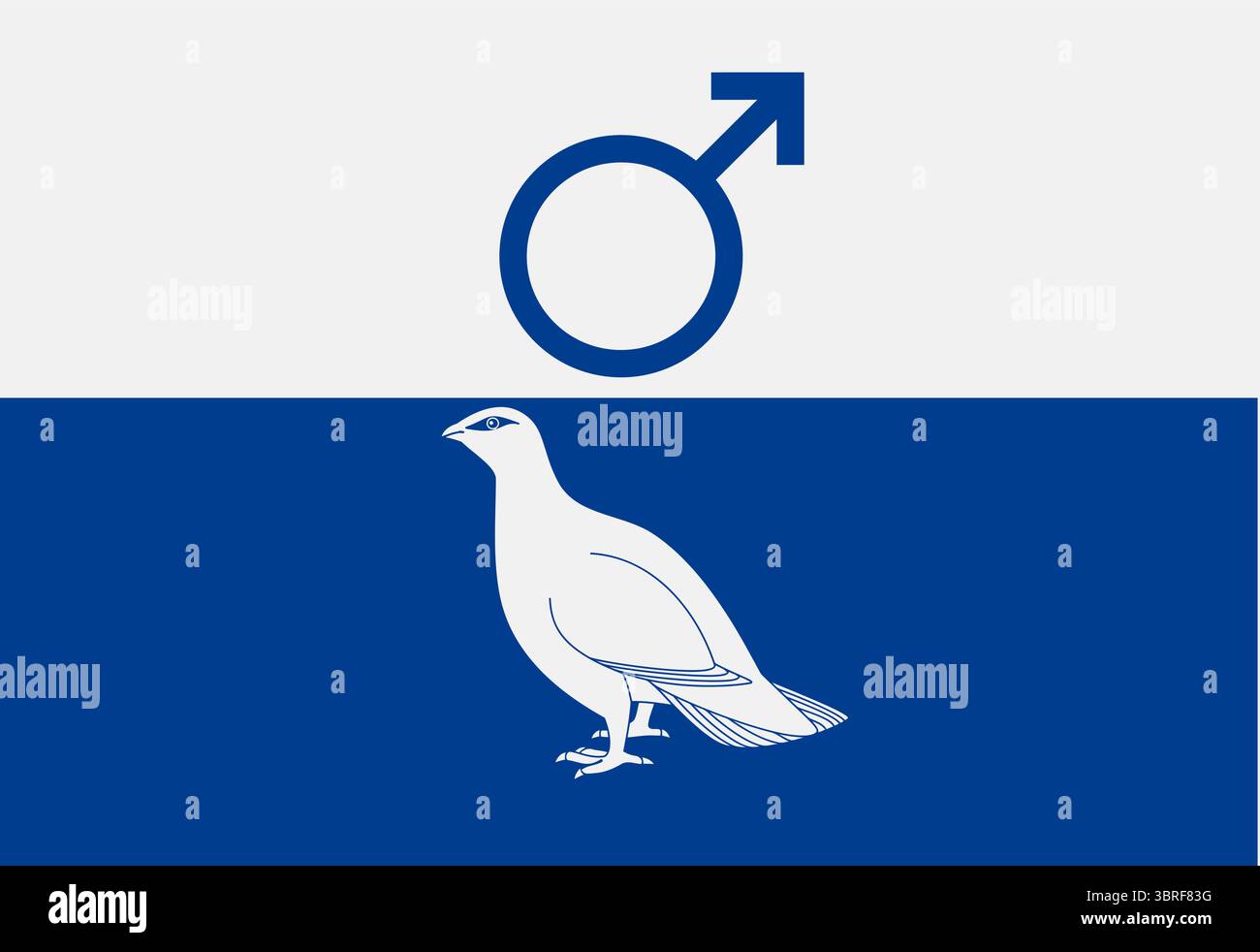 Drapeau de Kiruna – drapeau municipal arborant les armoiries avec symbole de fer et ptarmigan, adopté le 20 mai 1949 Illustration de Vecteur