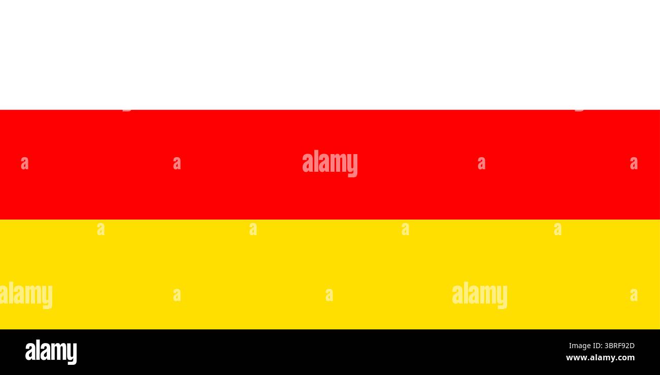 Drapeau de l'Ossétie du Sud – tricolore horizontale de blanc, rouge et jaune, symbole de la république partiellement reconnue, illustration vectorielle Illustration de Vecteur