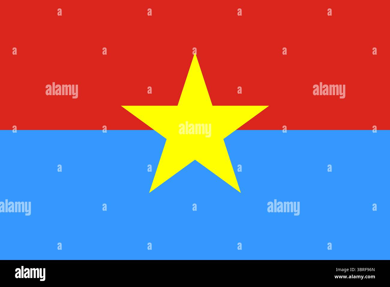 Drapeau du Front de libération nationale du Sud-Vietnam (FNL, Viet Cong) – drapeau politique utilisé de 1960 à 1976 avec des moitiés rouges et bleues et une étoile jaune Illustration de Vecteur