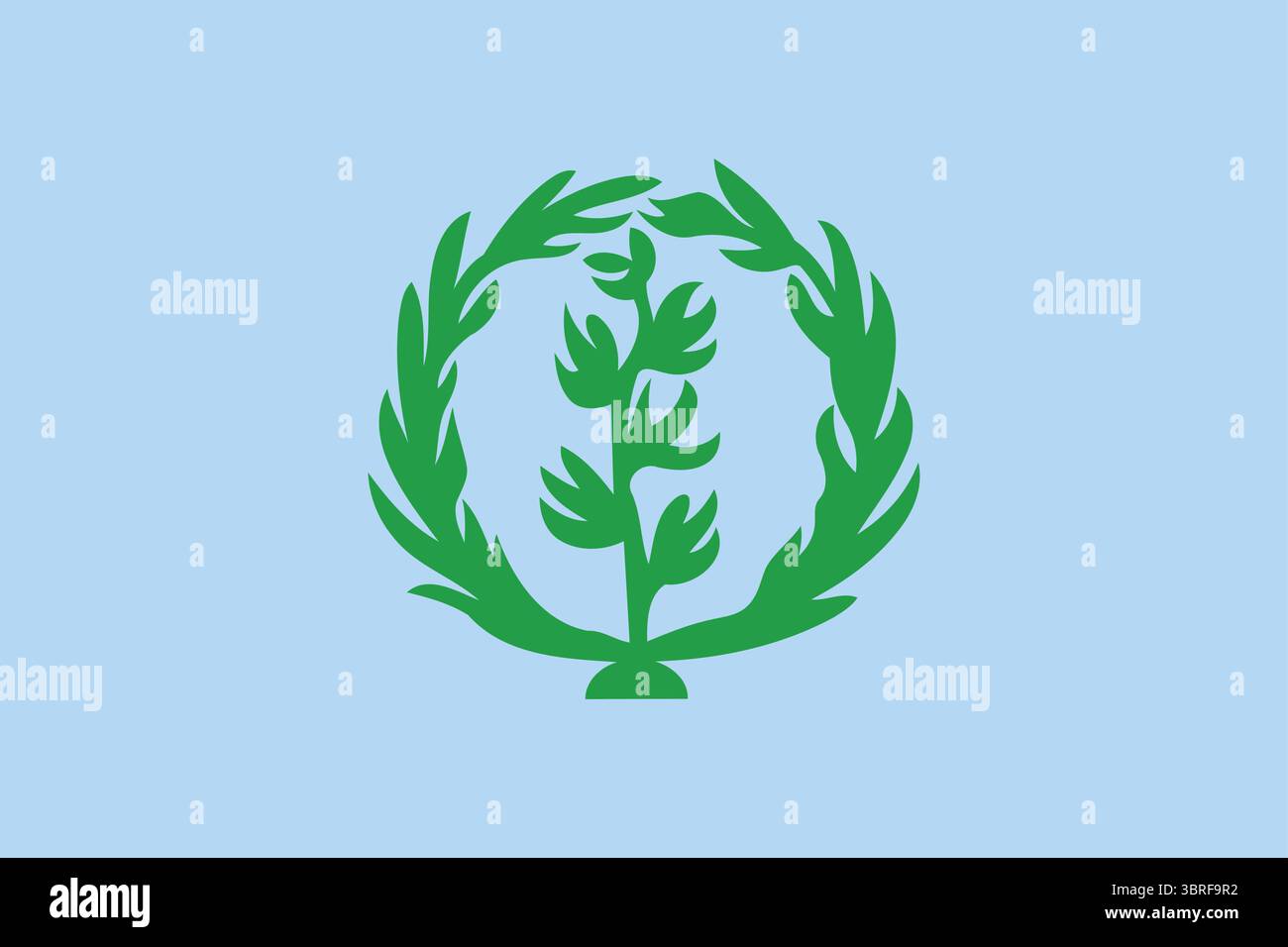 Drapeau de l'Érythrée (1952-1961), ère de la Fédération drapeau érythréen autonome avec triangle vert et couronne d'olive, Asmara Illustration de Vecteur