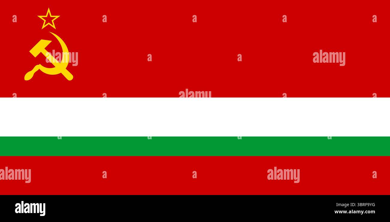 Drapeau de la République socialiste soviétique tadjike (1953-1991) – drapeau rouge soviétique avec marteau et faucille dorés et emblème national tadjik, répub officiel de l'URSS Illustration de Vecteur