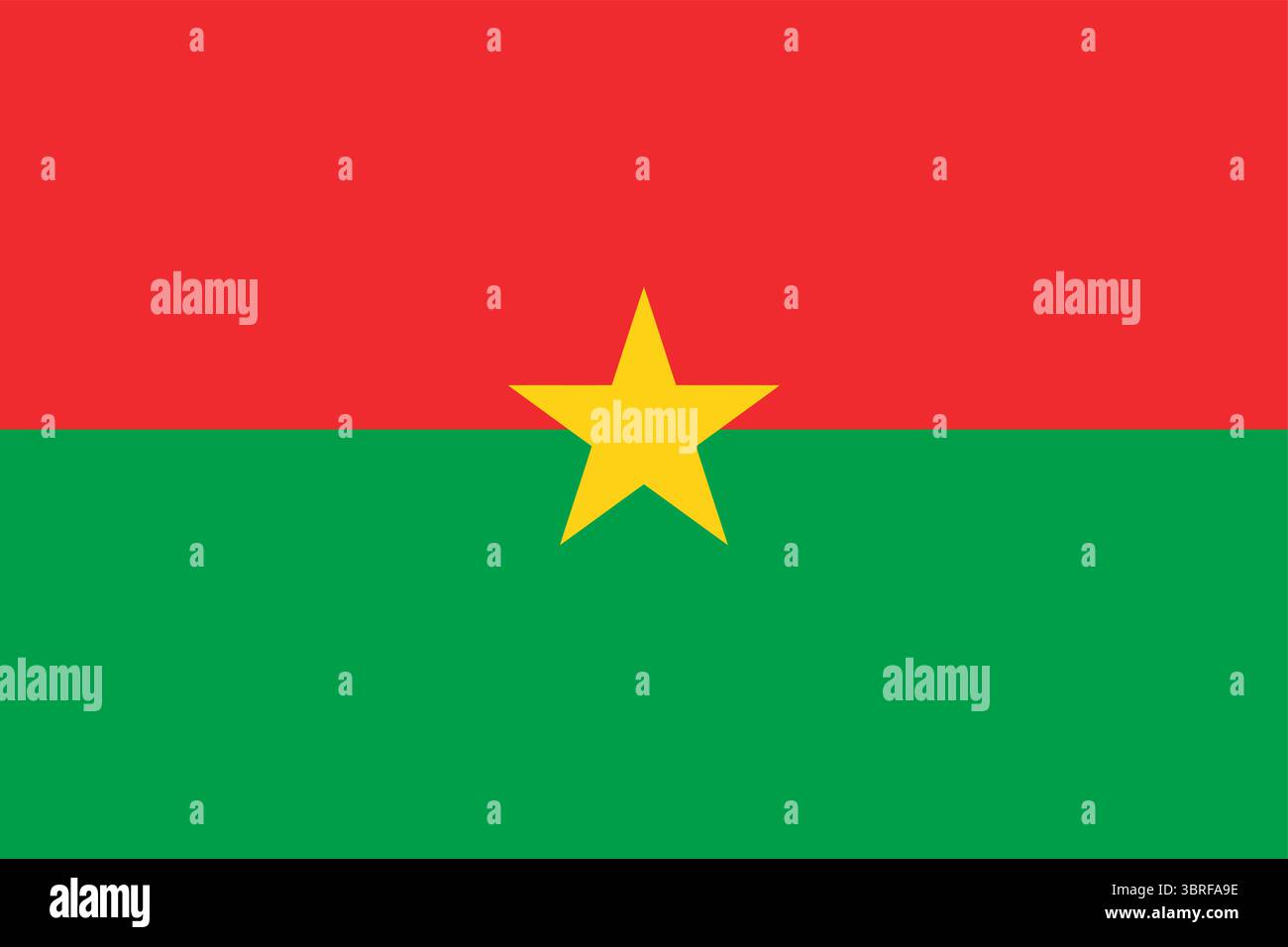 Drapeau du Burkina Faso – drapeau national avec des bandes horizontales rouges et vertes et étoile centrale jaune à cinq branches, symbole officiel du pays Illustration de Vecteur