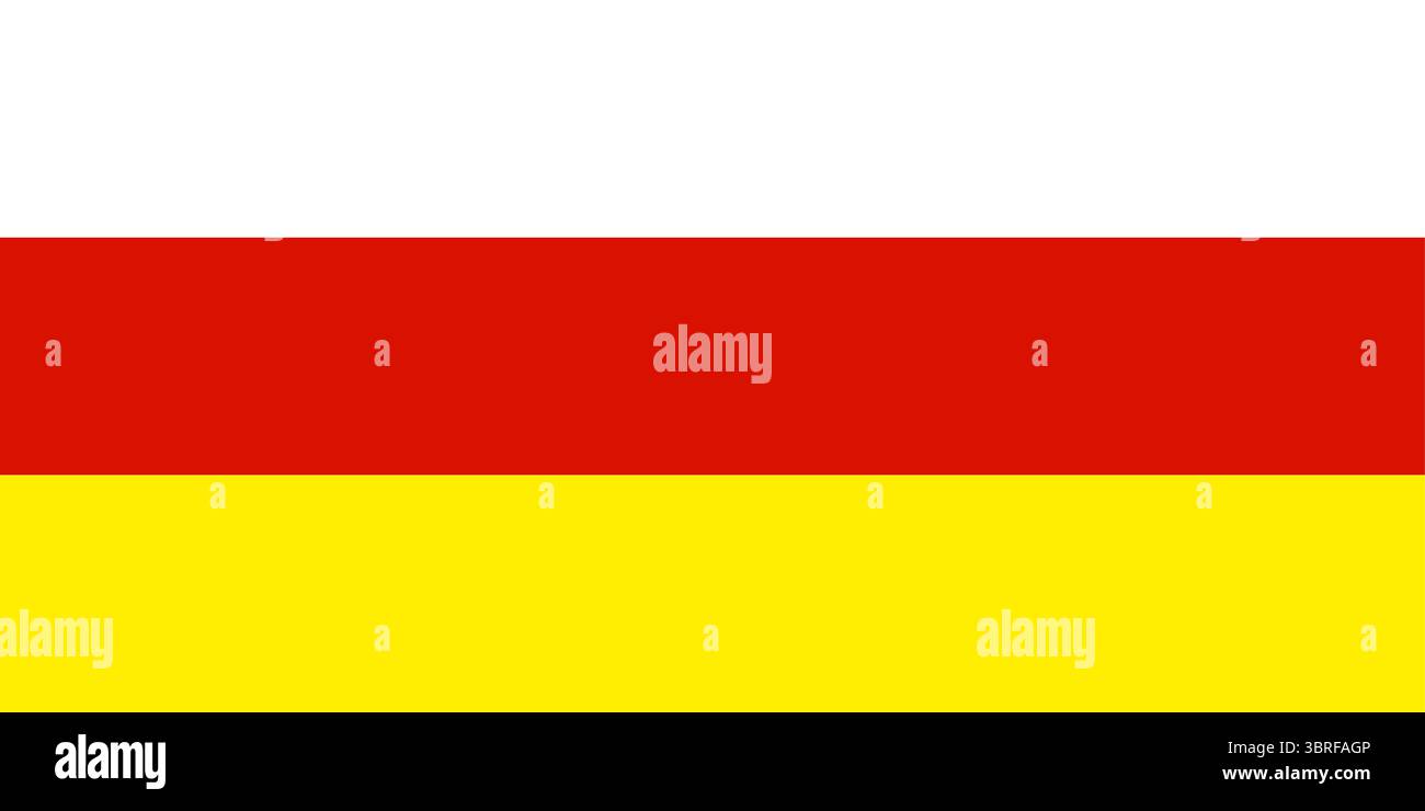 Drapeau de l'Ossétie du Sud – tricolore officielle de bandes horizontales blanches, rouges et jaunes, illustration vectorielle à usage politique et géographique Illustration de Vecteur