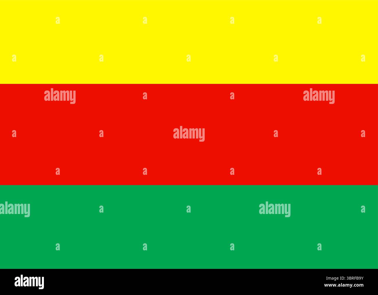 Drapeau du Kurdistan syrien (Rojava) – vert-rouge-blanc TEV-DEM tricolore, utilisé par l’Administration autonome du Nord et de l’est de la Syrie (AANES), Illustration de Vecteur
