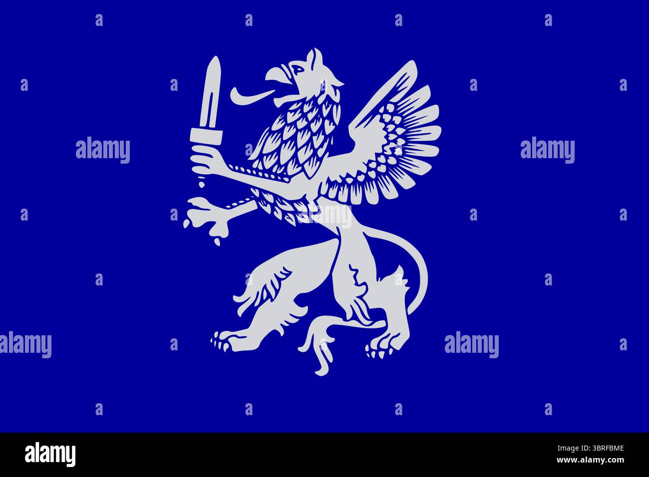 Drapeau de Latgale (terre historique lettone) – tricolore horizontal bleu foncé-blanc-bleu foncé (bandes 2 :1 :2), drapeau régional officiel adopté en avril 2023 Illustration de Vecteur