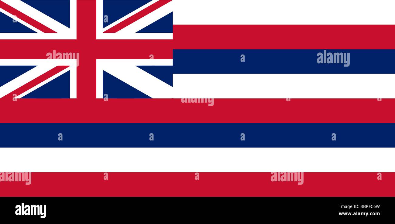 Drapeau d'Hawaï, drapeau d'État d'Hawaï, drapeau d'État américain, bannière hawaïenne, drapeau de l'Union Jack, drapeau de huit bandes, îles du Pacifique, drapeau officiel de l'État Illustration de Vecteur