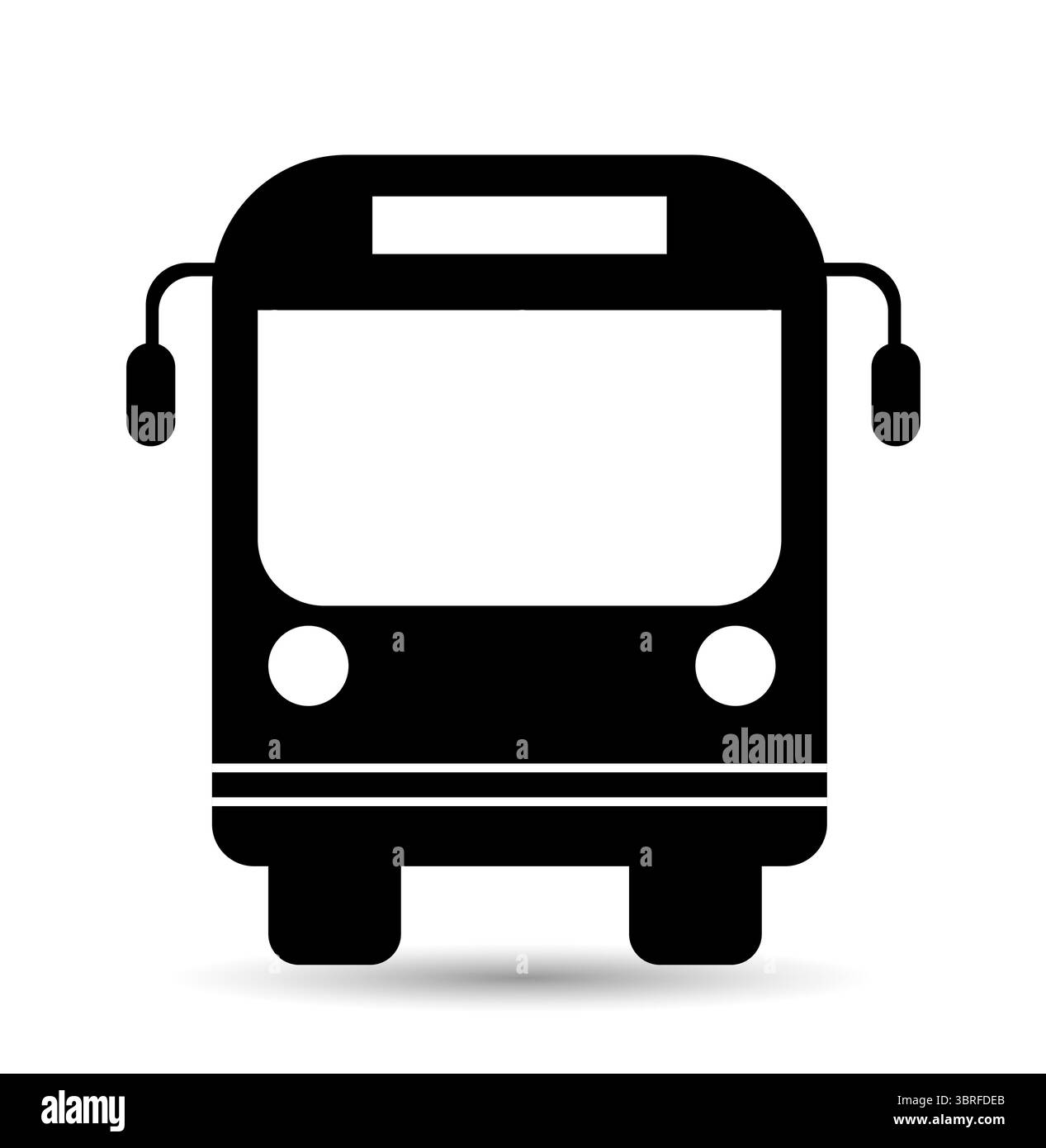 Illustration vectorielle minimaliste de la silhouette noire d'un bus de l'avant, représentant le transport urbain et les déplacements quotidiens. Isolé sur un blanc Illustration de Vecteur