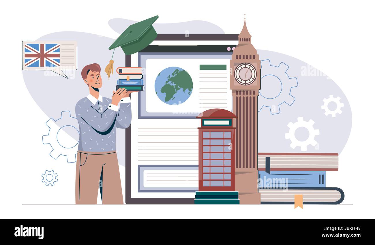L'enseignement de l'anglais au Royaume-Uni concept. Illustration vectorielle Illustration de Vecteur