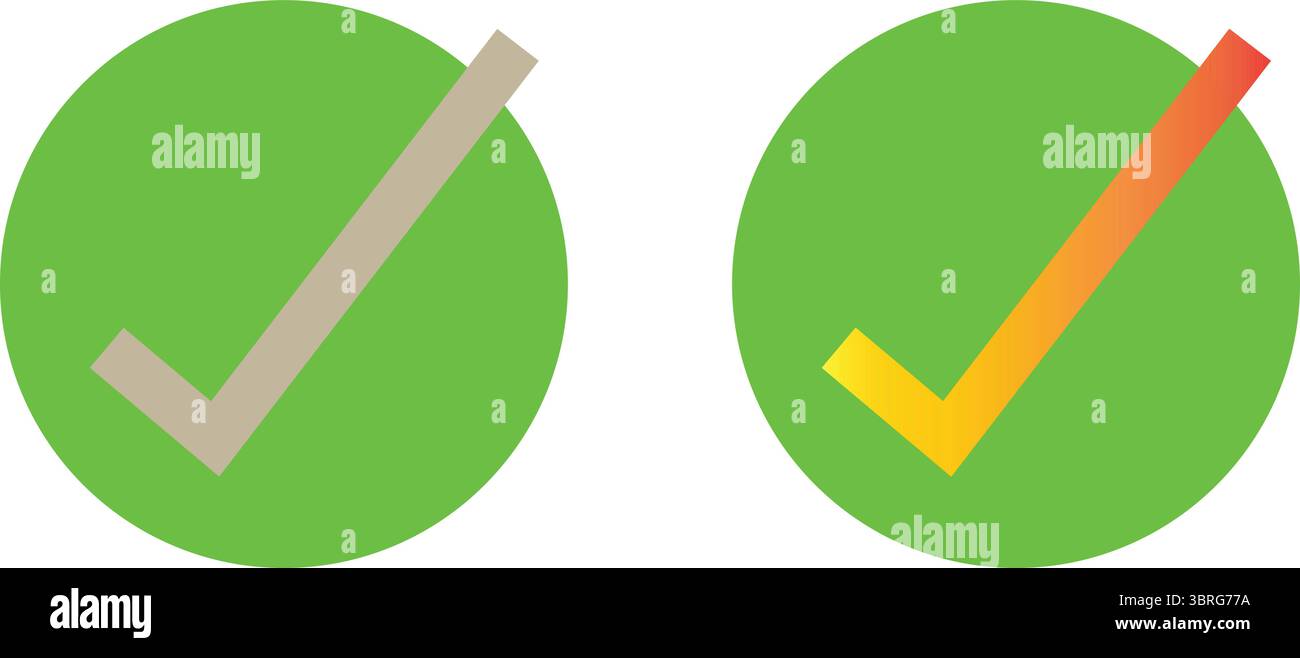 Coches dans le style d'interface utilisateur cercle vert avec icône d'erreur rouge pour le vecteur de confirmation de liste de contrôle Illustration de Vecteur