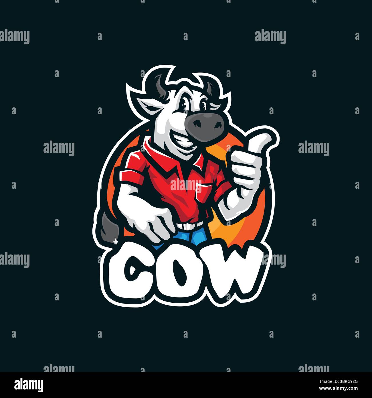 conception de logo de mascotte de vache avec un style de concept d'illustration moderne pour l'impression de badge, d'emblème et de t-shirt. illustration de vache intelligente. Illustration de Vecteur