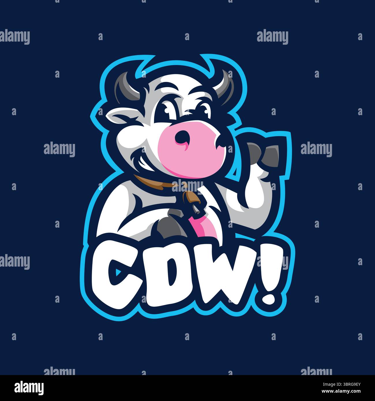 Vecteur de conception de logo de mascotte de vache intelligente avec style de concept pour l'impression de badge, d'emblème et de t-shirt. Illustration de Vecteur