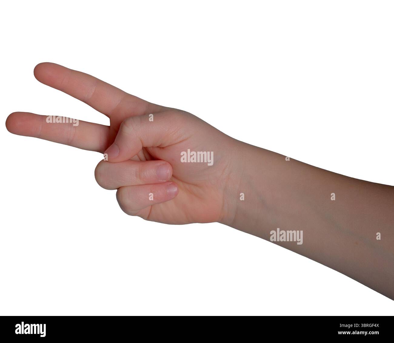 Une main affiche un signe de paix, symbolisant l'harmonie et la positivité. Banque D'Images