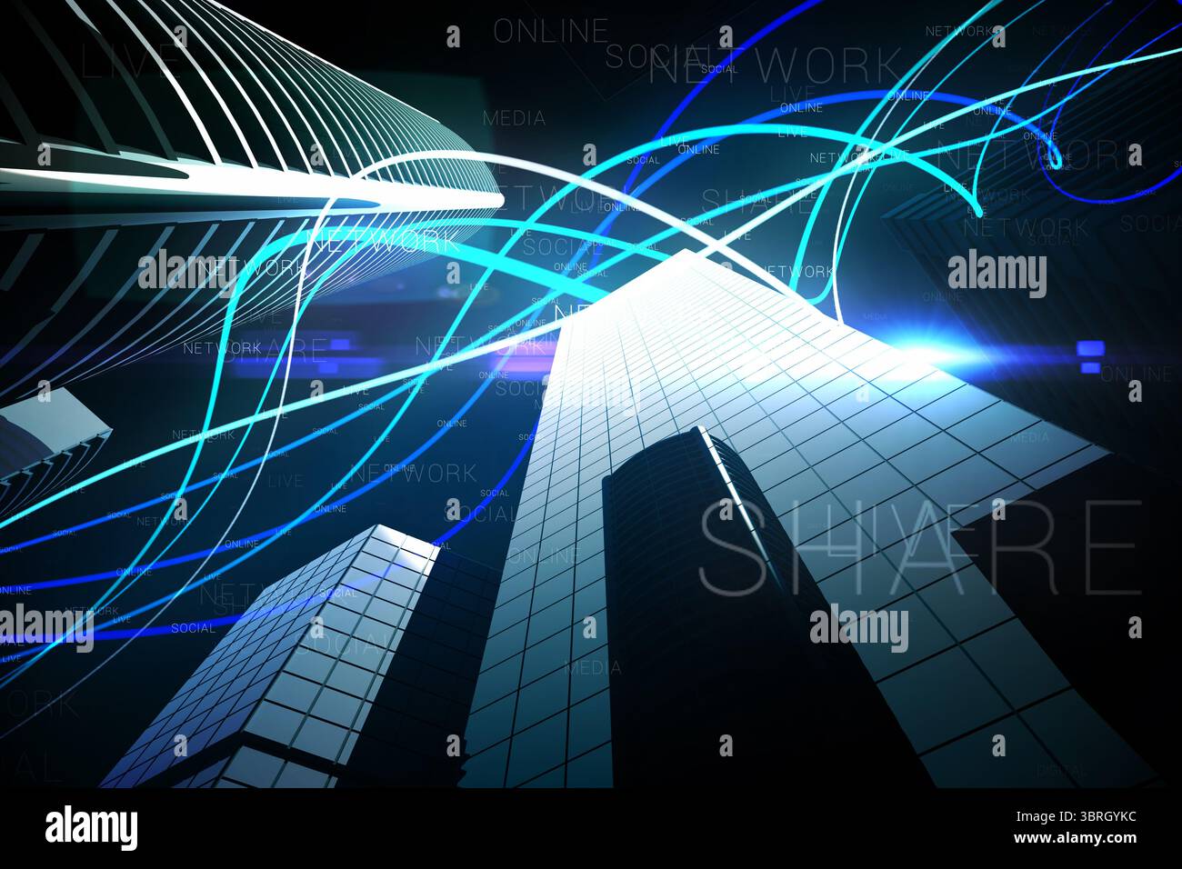 Lumière bleue au dessus des gratte-ciel Banque D'Images