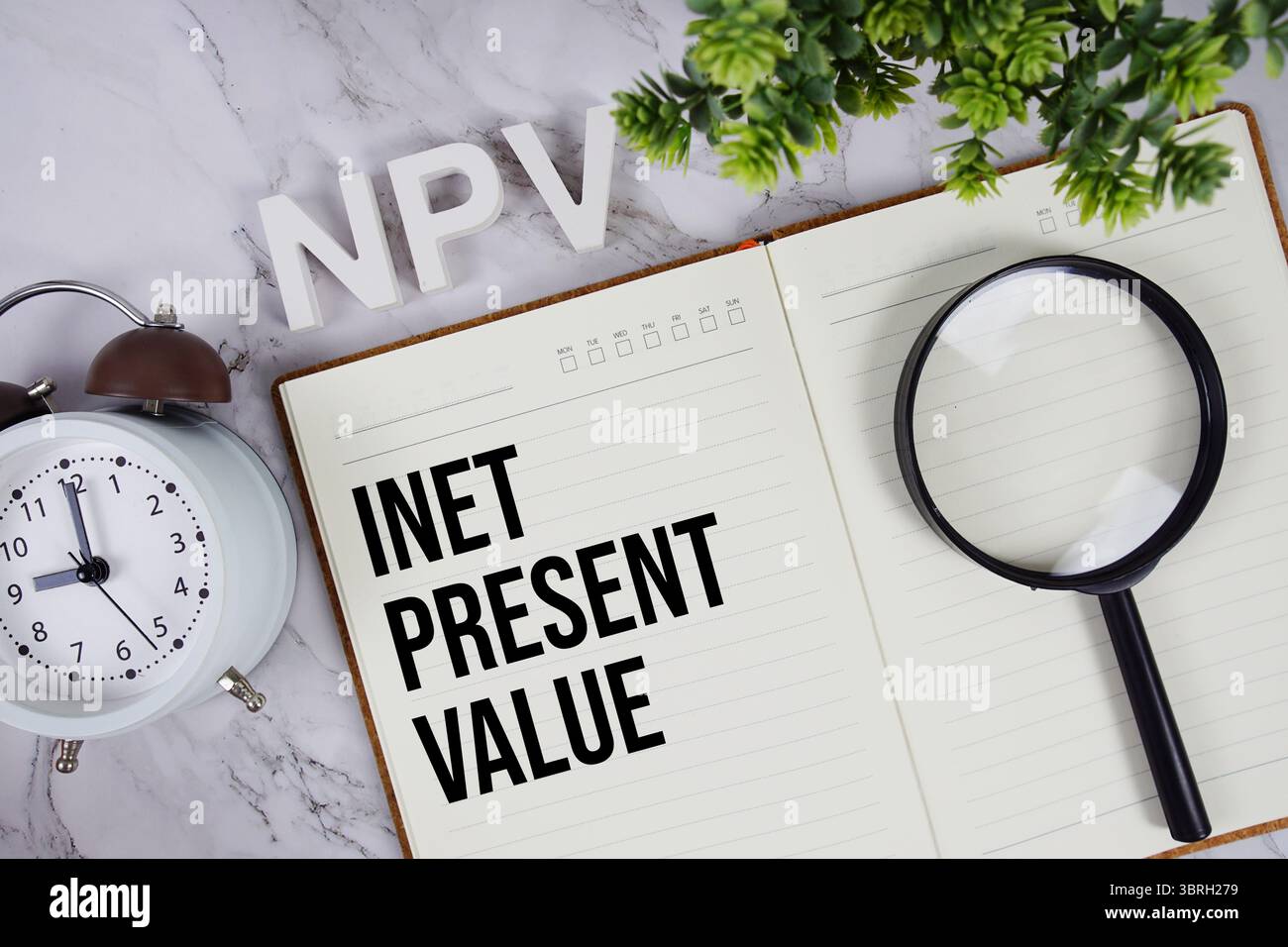 NPV - acronyme de la valeur actuelle nette sur le bloc-notes, Business concept background Banque D'Images