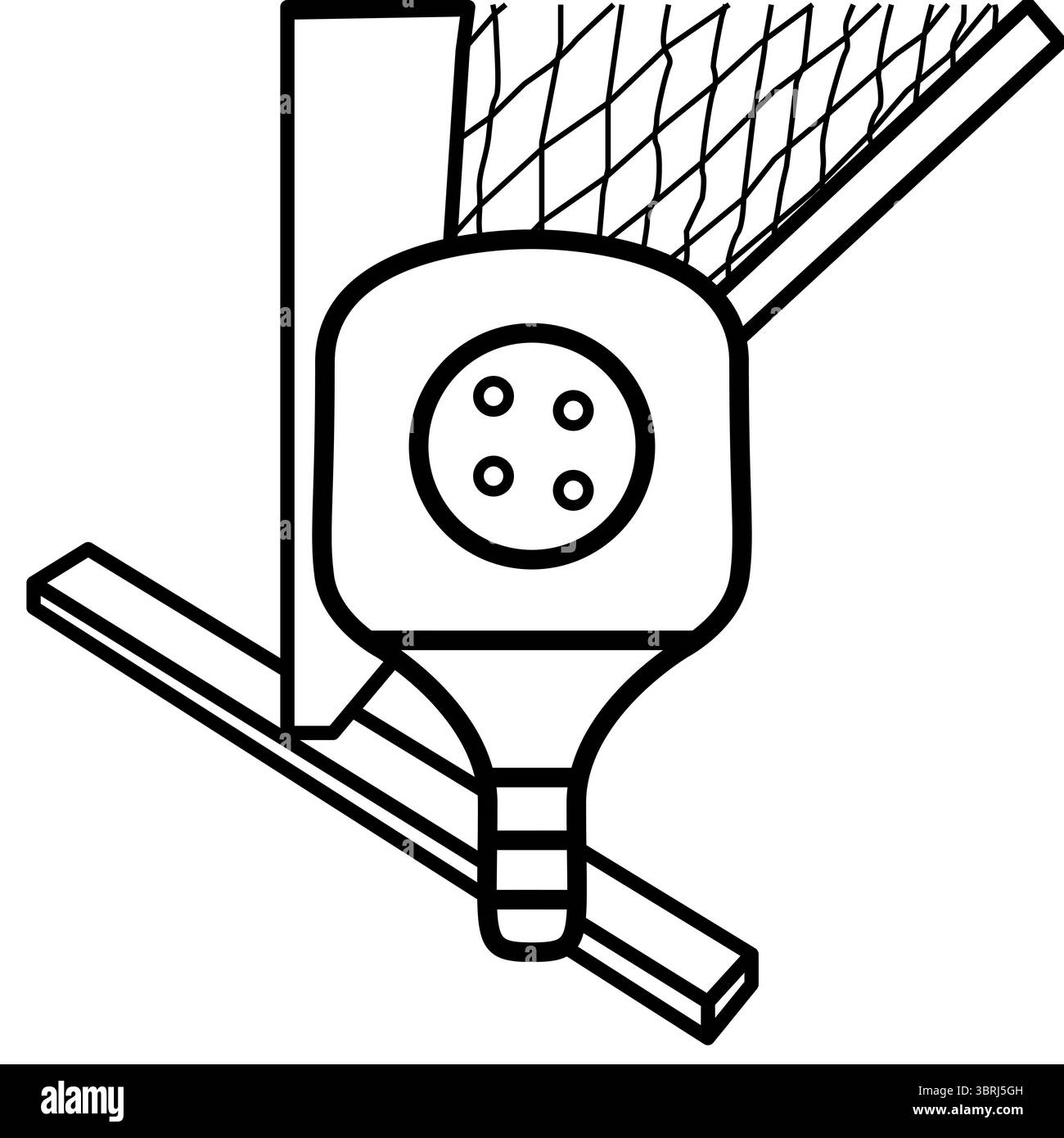 Illustration vectorielle détaillée d'une pagaie de pickleball dans un style d'art de ligne propre. Parfait pour les infographies sportives, les manuels d'équipement ou le design minimaliste Illustration de Vecteur