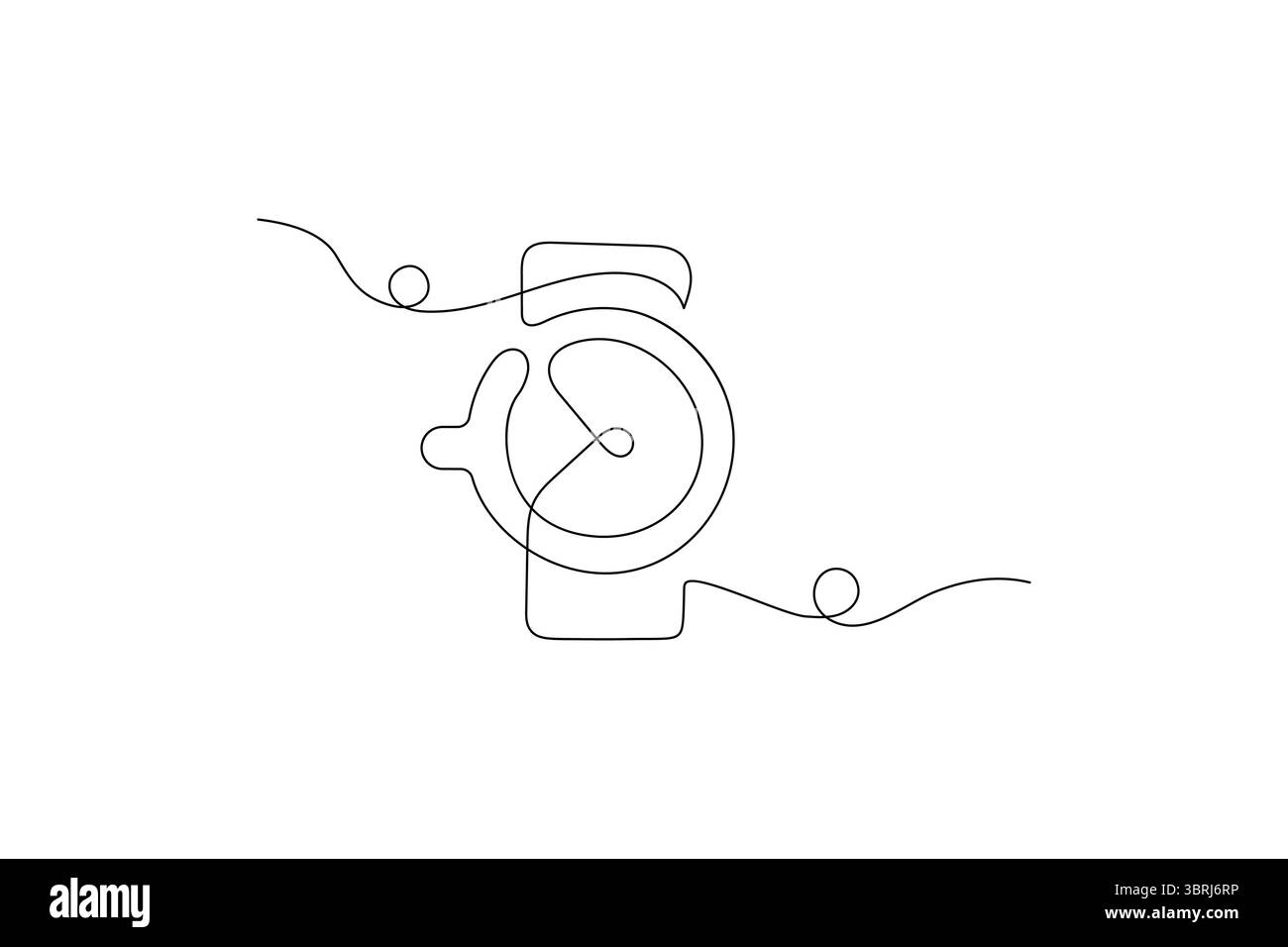 Horloge continu une ligne art et réveil de conception d'illustration vectorielle de contour isolé Illustration de Vecteur