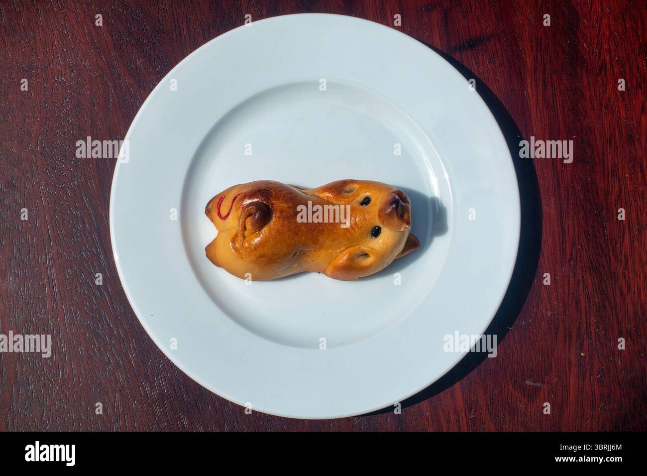 Les gâteaux de lune ont la forme de cochons mignons et sont très populaires parmi les enfants des pays d'Asie de l'est pendant le Festival de la mi-automne. Banque D'Images