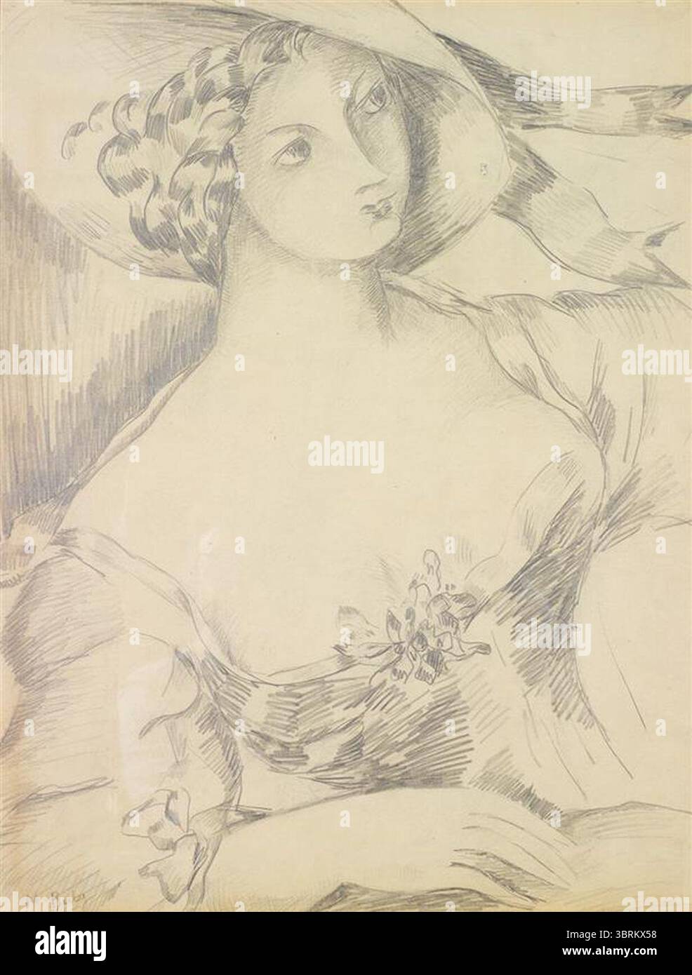 Madeleine Berly-Vlaminck - jeune femme crayon sur papier signé en bas à gauche 57 x 44cm. Banque D'Images Madeleine Berly-Vlaminck - jeune femme crayon sur papier signé en bas à gauche 57 x 44cm. Banque D'Images