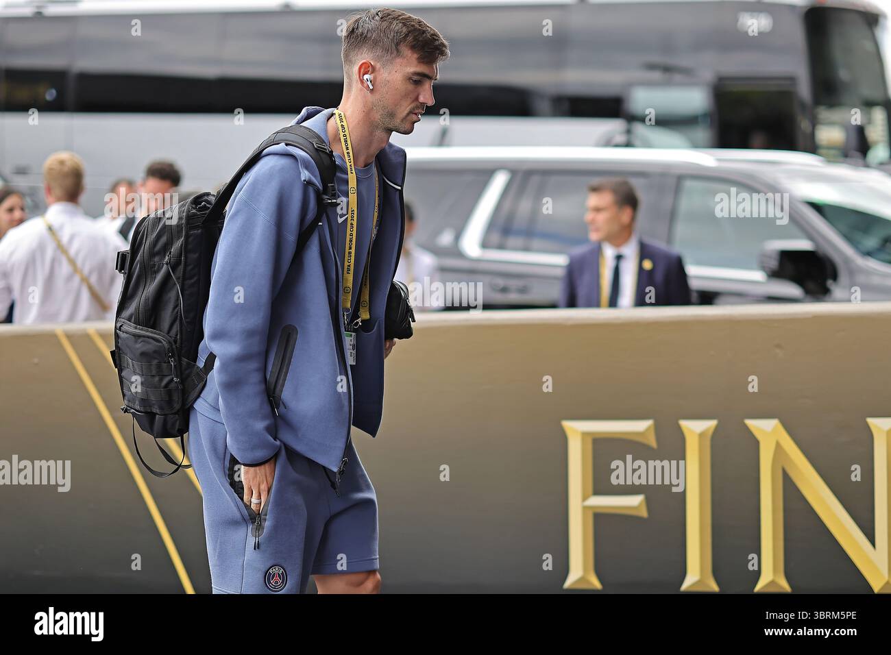 East Rutherford, États-Unis. 12 juillet 2025. Fabian Ruiz, du PSG, arrive au stade avant le match entre le Chelsea FC et le PSG pour la finale de la Coupe du monde des clubs de la FIFA 2025, au MetLife Stadium à East Rutherford, États-Unis, le 12 juillet 2025. Photo : Heuler Andrey/DiaEsportivo/Alamy Live News crédit : DiaEsportivo/Alamy Live News Banque D'Images