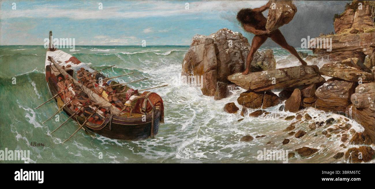 Odysseus et Polyphemus. Arnold Bicklin. 1896. Banque D'Images