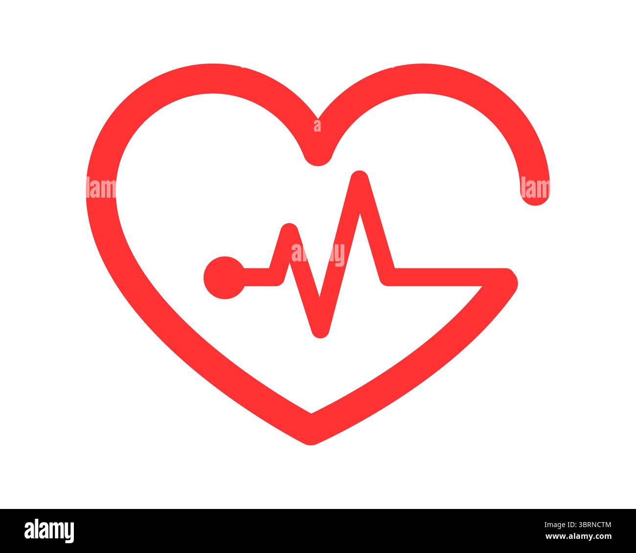 Icône cœur rouge avec un rythme de battement de cœur à l'intérieur, symbolisant la santé, l'amour et la vie. Idéal pour la médecine, la santé, ou les concepts et desi de la Saint-Valentin Illustration de Vecteur