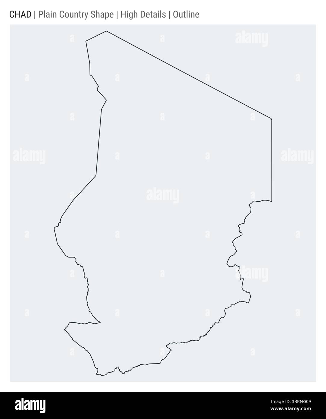 Carte du pays de la plaine du Tchad. Détails élevés. Style de contour. Forme du Tchad. Illustration vectorielle. Illustration de Vecteur