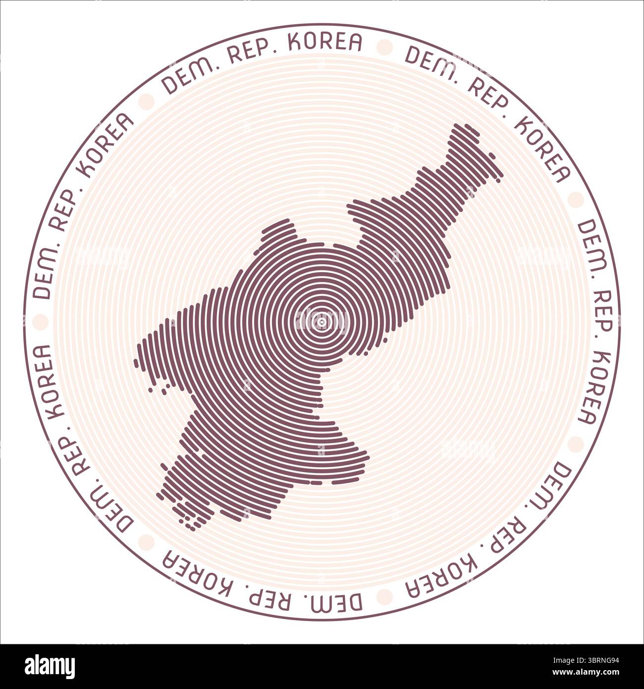 Dem. Rep. Corée design de logo rond. Construction de bagues en forme de pays. Dem. Rep. Corée texte dans tout le pays. Illustration vectorielle. Illustration de Vecteur