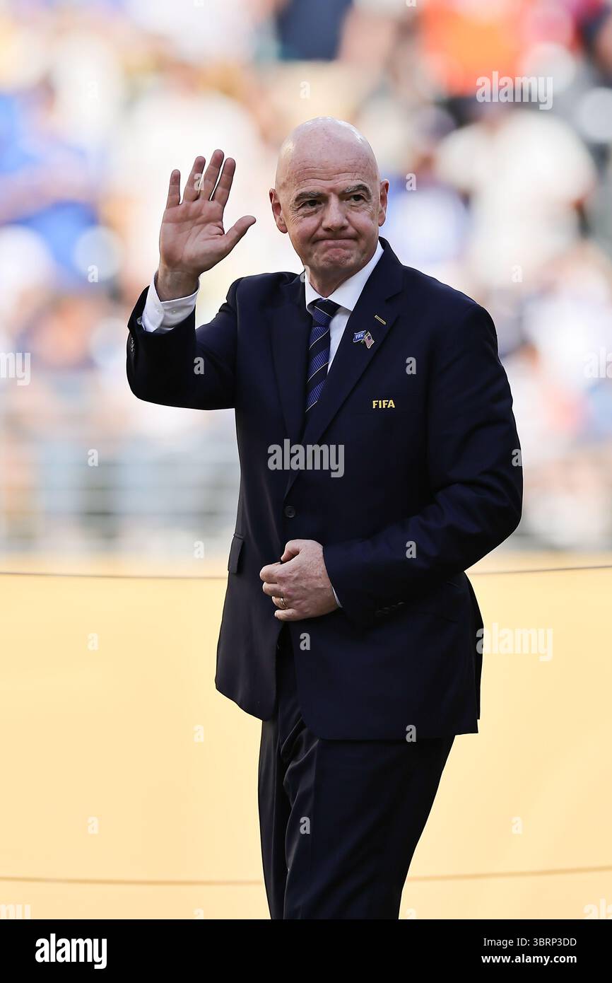 East Rutherford, États-Unis. 13 juillet 2025. Gianni Infantino, président de la FIFA, après le match entre Chelsea et le PSG, pour la finale de la Coupe du monde des clubs de la FIFA 2025, au MetLife Stadium ce dimanche 13. 30761 (Heuler Andrey/SPP) crédit : SPP Sport Press photo. /Alamy Live News Banque D'Images