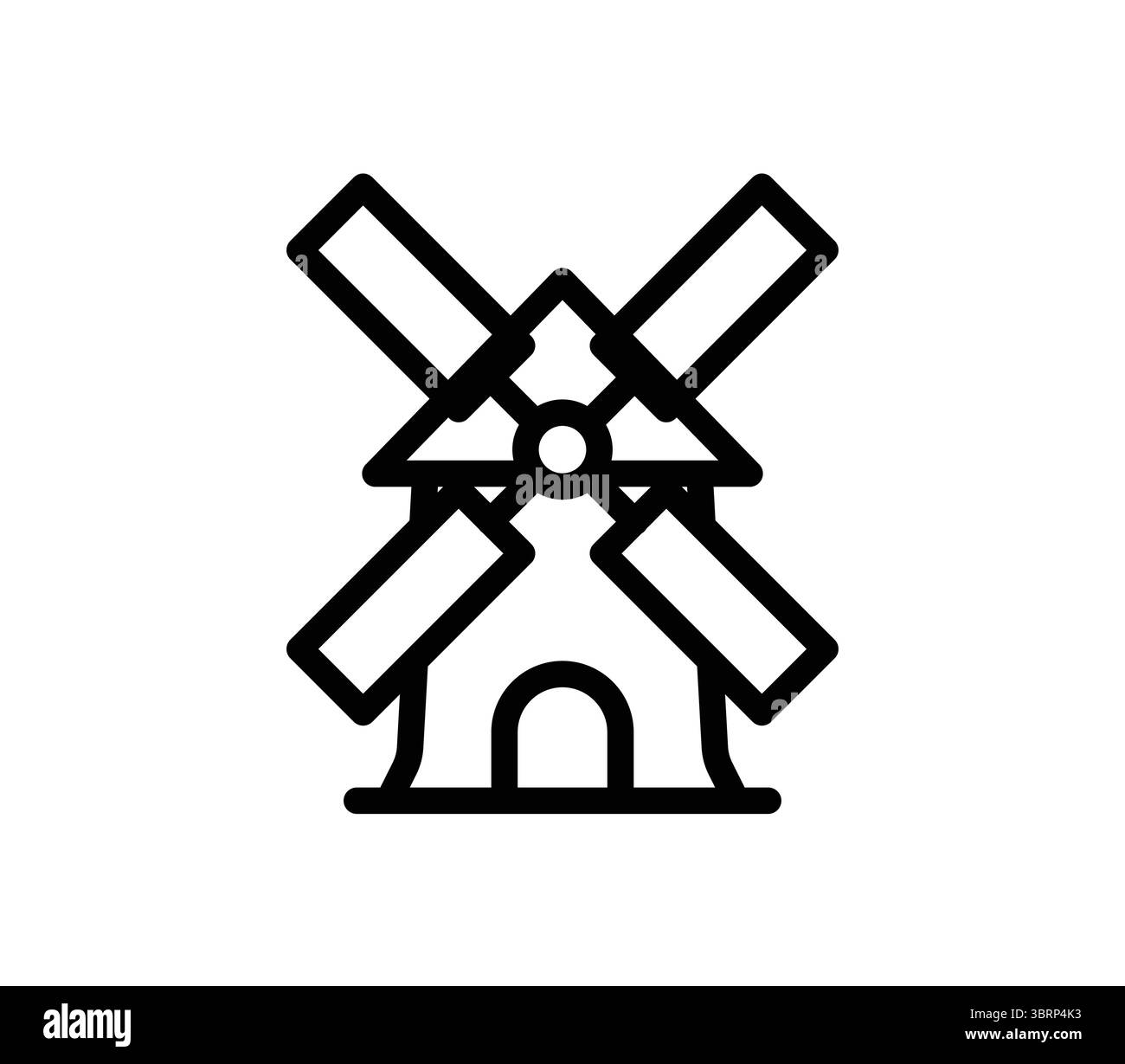 Cette illustration au trait présente un design classique de moulin à vent, mettant en valeur ses lames et sa structure emblématiques. Idéal pour les thèmes agricoles et éco-ven Illustration de Vecteur