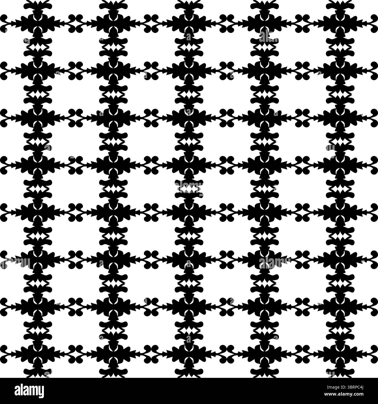Motif textile géométrique à grille florale - Design noir sans couture Illustration de Vecteur