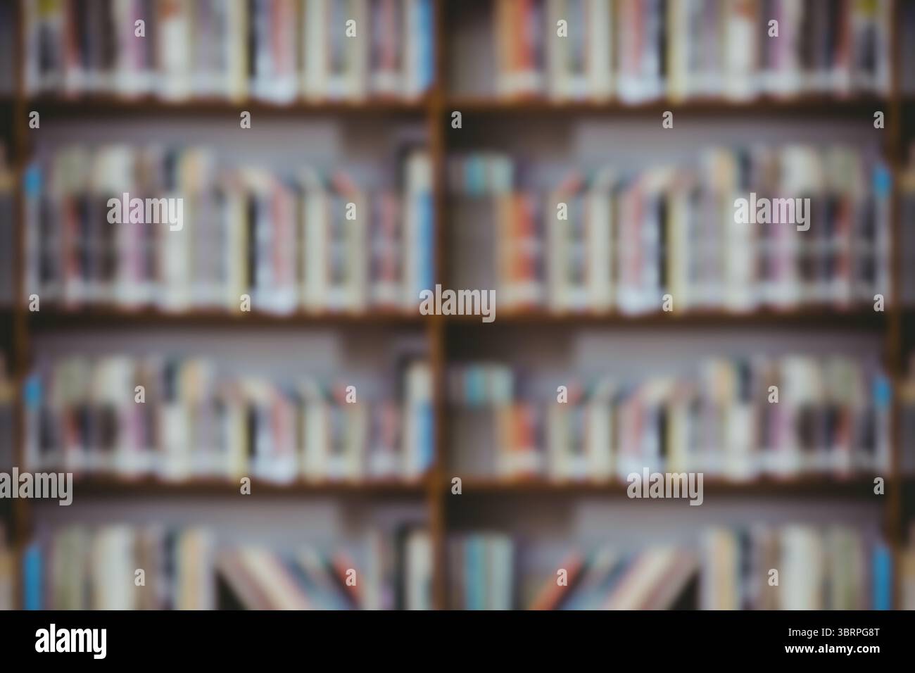 Image défocalisée de livres disposés sur une étagère Banque D'Images