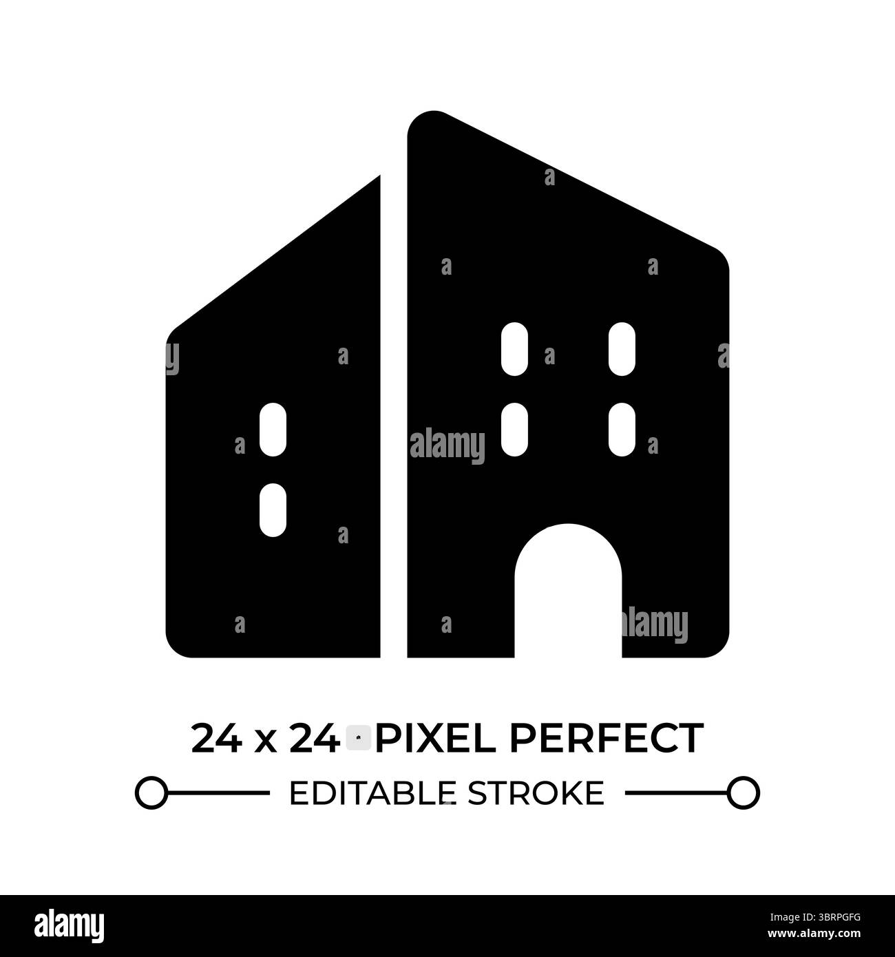 Icône de l'interface utilisateur glyphe maison à deux étages Illustration de Vecteur
