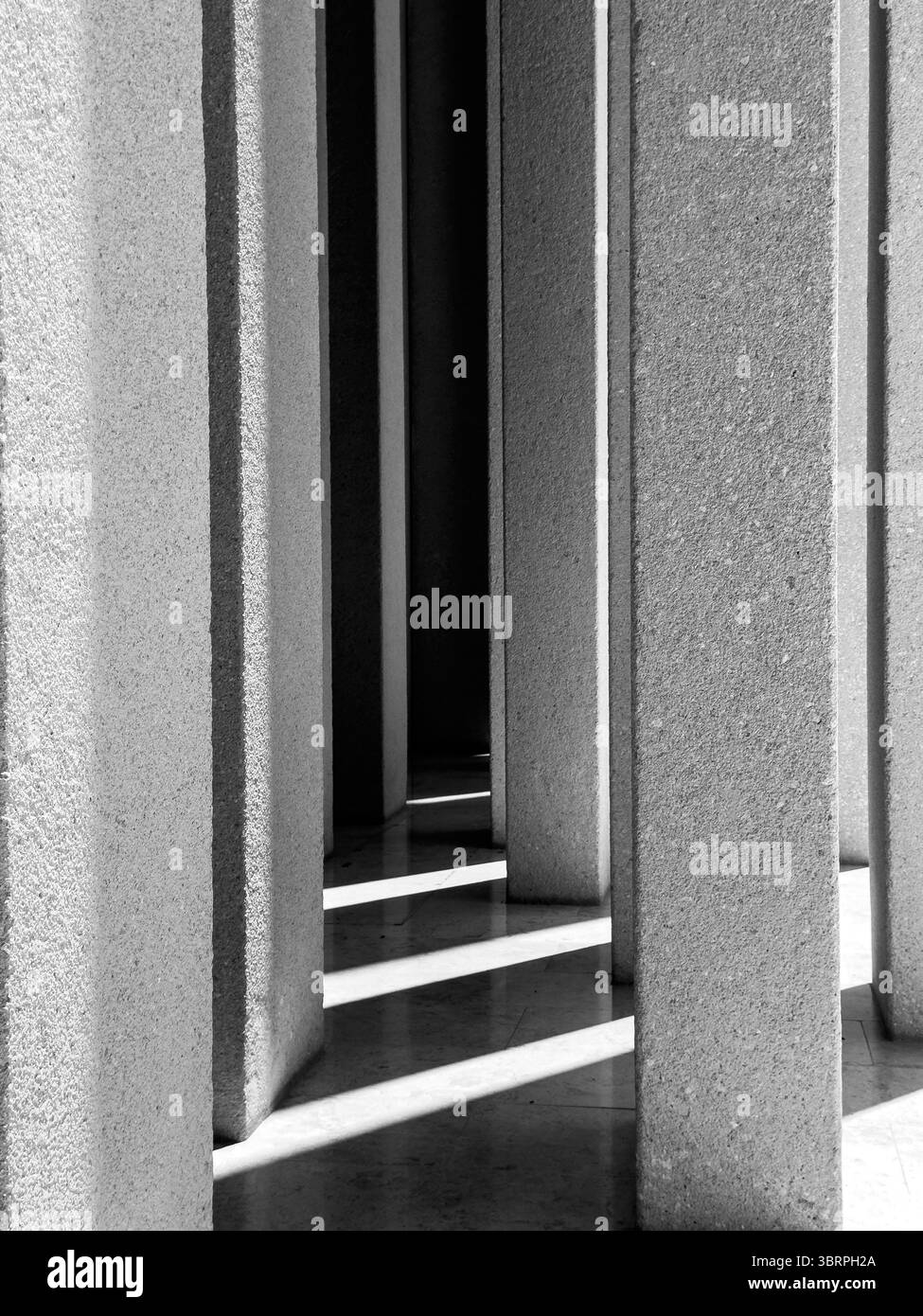 Structure verticale contemporaine en béton en noir et blanc Banque D'Images