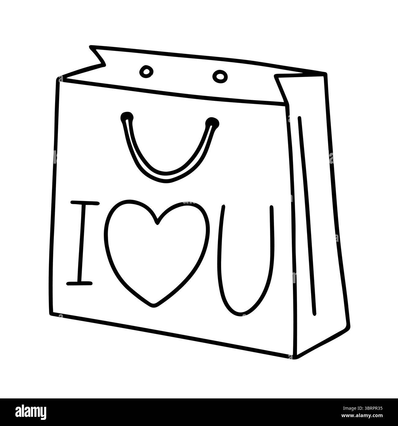 Sac cadeau avec l'inscription I Love You Illustration de Vecteur