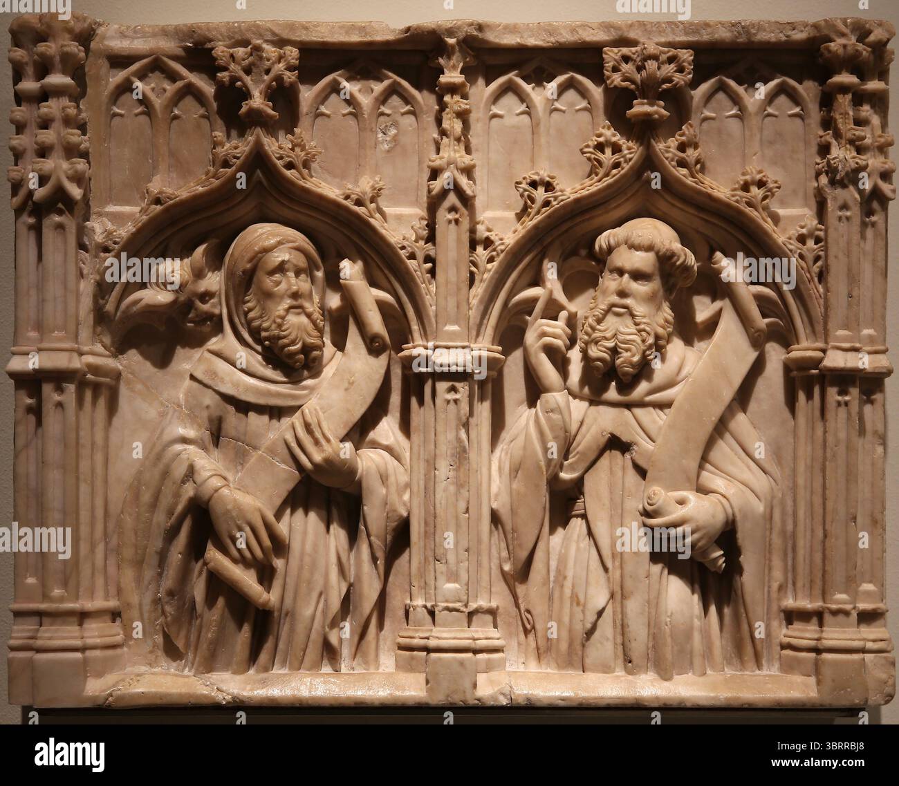 Fragment d'une prédelle avec deux prophètes par Pere Oller. c. 1415. Du retable du couvent d'El Carmen. Girona. MNAC. Espagne. Banque D'Images