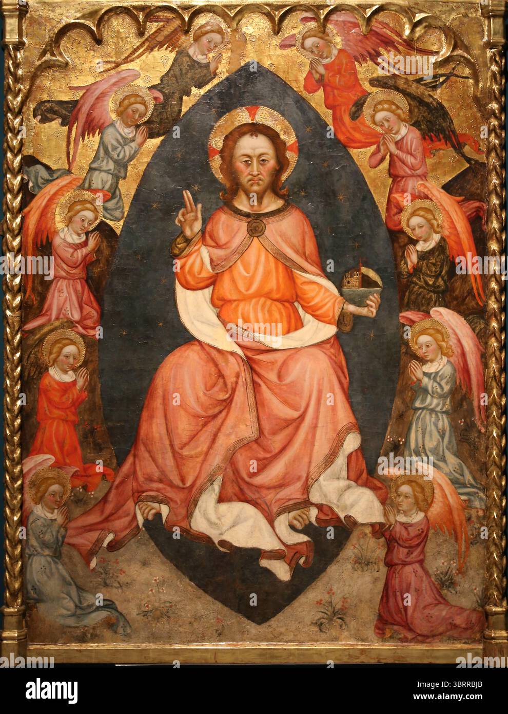 Salvator Mundi. c. 1420-1430 par Pere Teixidor. Tempera et feuille d'or o bois. MNAC. Espagne. Banque D'Images