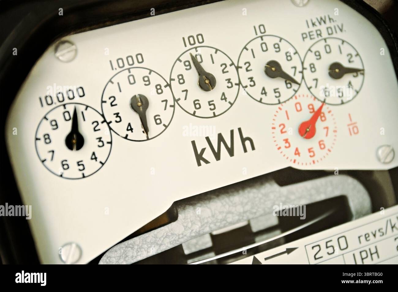 Compteur d'électricité, gros plan Banque D'Images