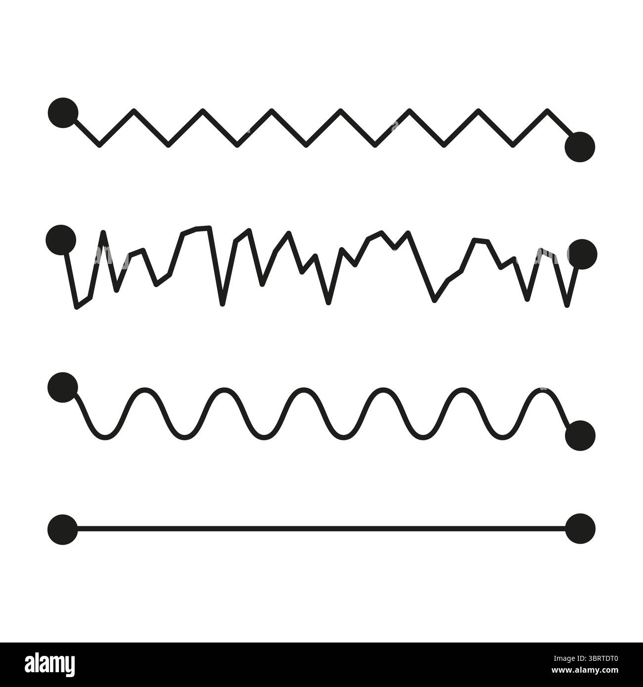Jeu de lignes de séparation. Eléments ondulés. Vecteur de contour graphique. Lignes décoratives horizontales Illustration de Vecteur
