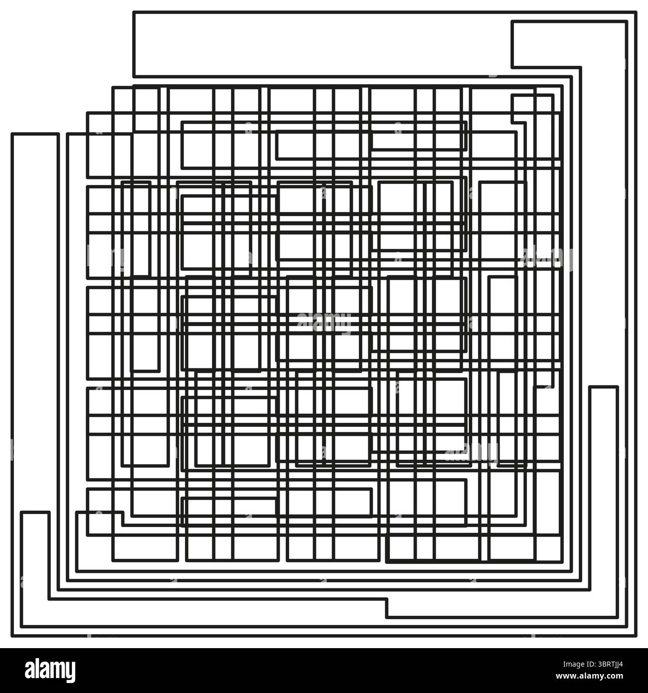 Motif en labyrinthe carré. Intersection de la grille de lignes. Forme géométrique abstraite. Illustration vectorielle labyrinthe. Illustration de Vecteur