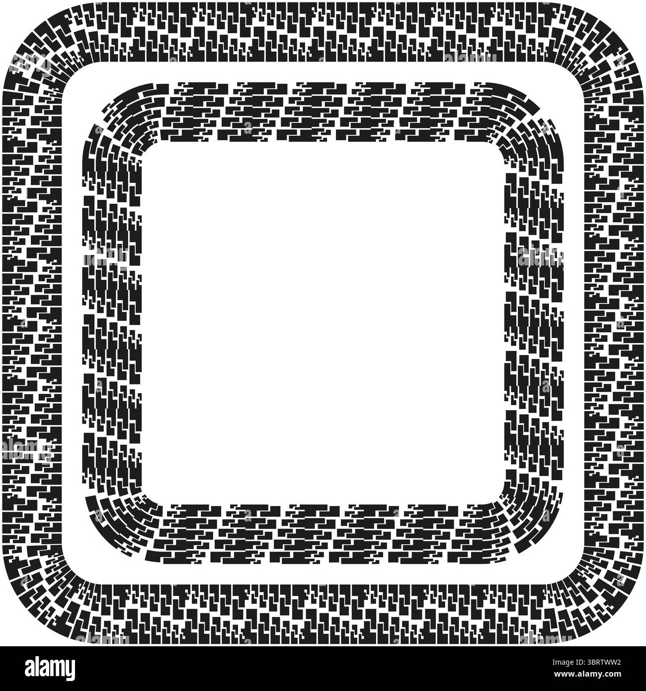 Cadre de pixels arrondis. Bordure d'angle en mosaïque. Vecteur carré décoratif. Contour noir gras. Illustration de Vecteur