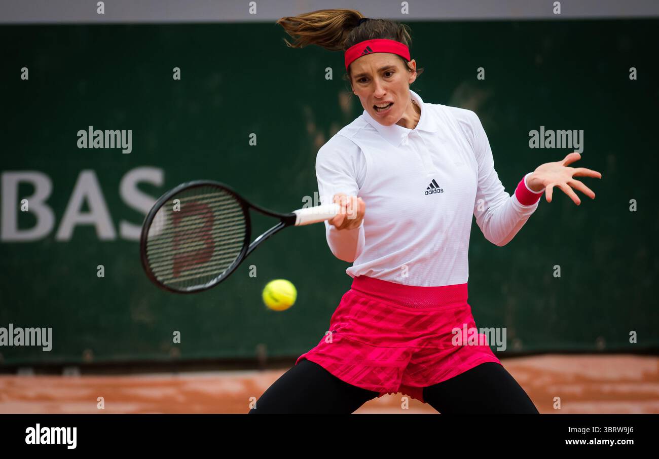 28 septembre 2020, Paris, FRANCE : Andrea Petkovic d'Allemagne en action lors de la première manche du tournoi de tennis du Grand Chelem de Roland Garros 2020 contre Tsvetana Pironkova de Bulgarie (crédit image : © Rob Prange/AFP7 via ZUMA Wire) Banque D'Images