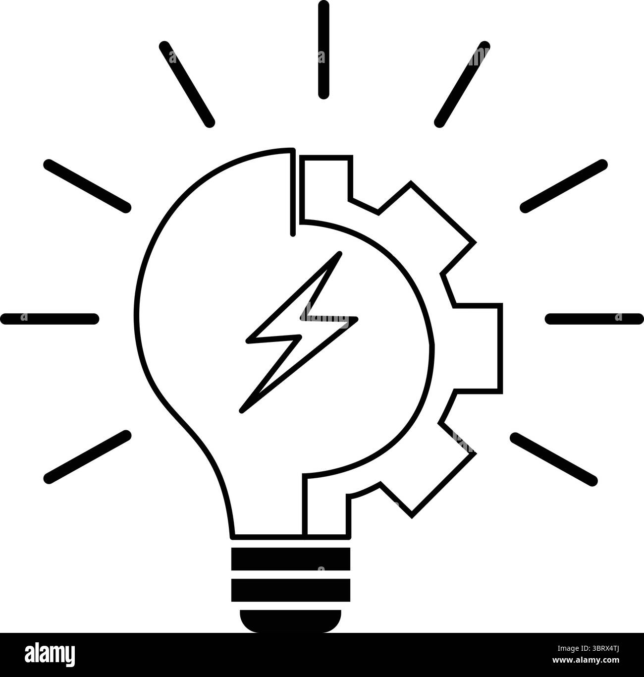 Icône de ligne d'ampoule, signe d'idée, solution, concept de pensée. ECLAIRAGE lampe électrique, électricité, brillance, brillance. Style plat pour la conception graphique, logo. Illustration de Vecteur