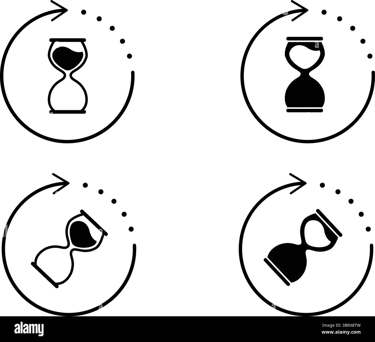 Sablier ensemble d'icônes de chargement, illustration vectorielle de symbole de processus temporel Illustration de Vecteur