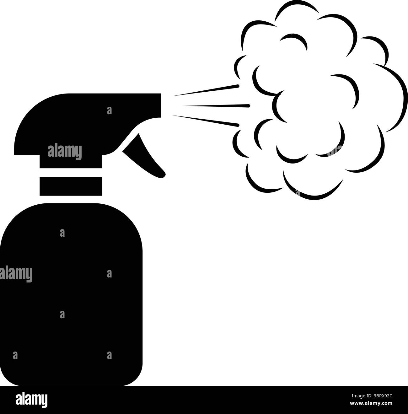 Icône de flacon pulvérisateur, icône de flacon pulvérisateur avec action de pulvérisation de brouillard nuageux, illustration vectorielle Illustration de Vecteur