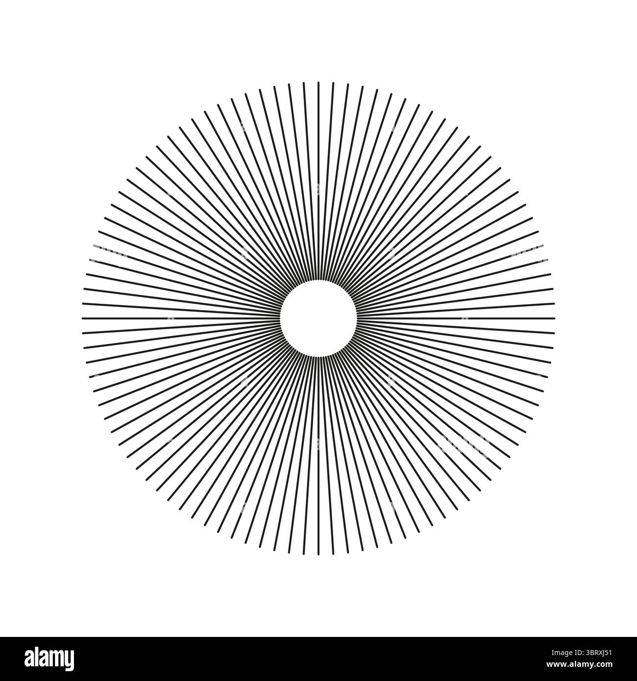 Rayons d'étoiles du soleil, éclater. Rayons avec grille rayonnante. Lignes de rayonnement circulaires radiales. Faisceaux de lignes circulaires. Motif minimaliste. Illusion abstraite Illustration de Vecteur