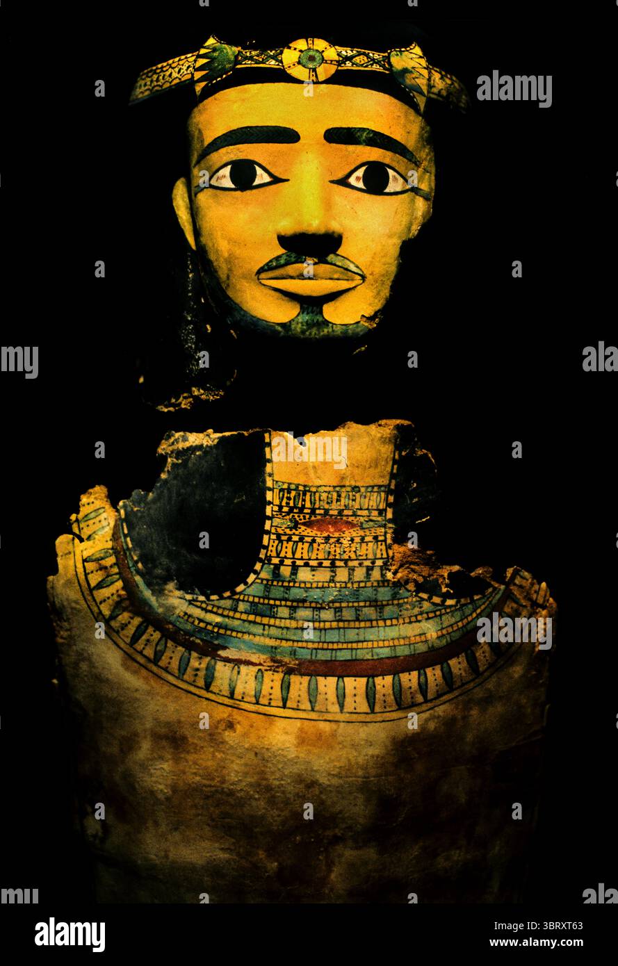 De Meir, en Égypte, datant du Ier siècle de notre ère, au début de la période romaine, est un artefact important. Masque 1er siècle ad Meir , Musée égyptien, Egypte Banque D'Images