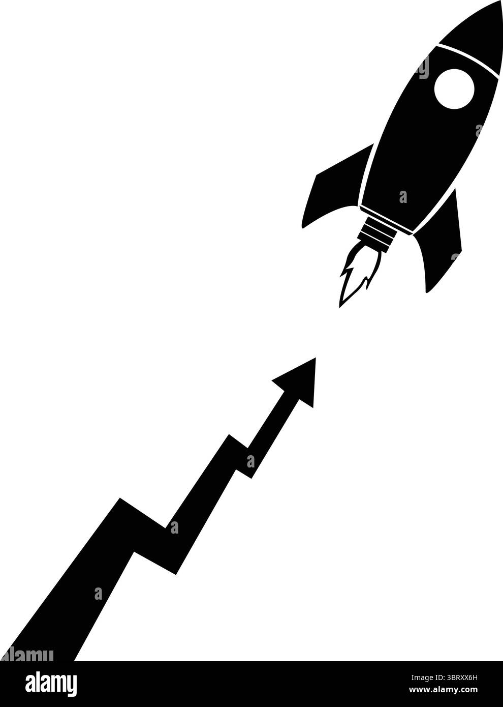 Puissant symbole d'entreprise Rocket pour l'espace et la pêche, illustration vectorielle Illustration de Vecteur