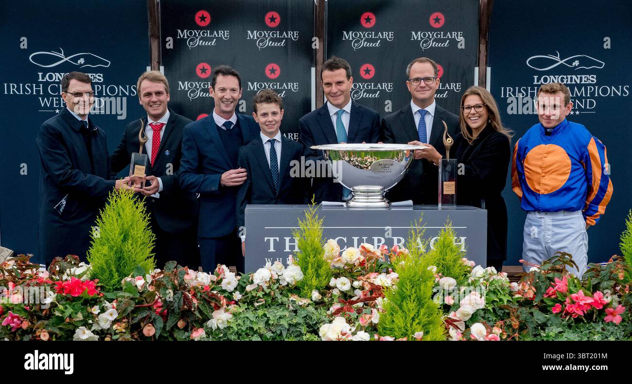 15 septembre 2019, Curragh, Curragh, États-Unis : 15 septembre, 2019 : la victoire Connections for Love est célébrée après avoir remporté les Moyglare Stud Stakes lors de la deuxième journée du week-end des Irish Champions au Curragh à Curragh, en Irlande. Scott Serio/Eclipse Sportswire/CSM(image de crédit : &copy ; Scott Serio/CSM via ZUMA Wire) Banque D'Images