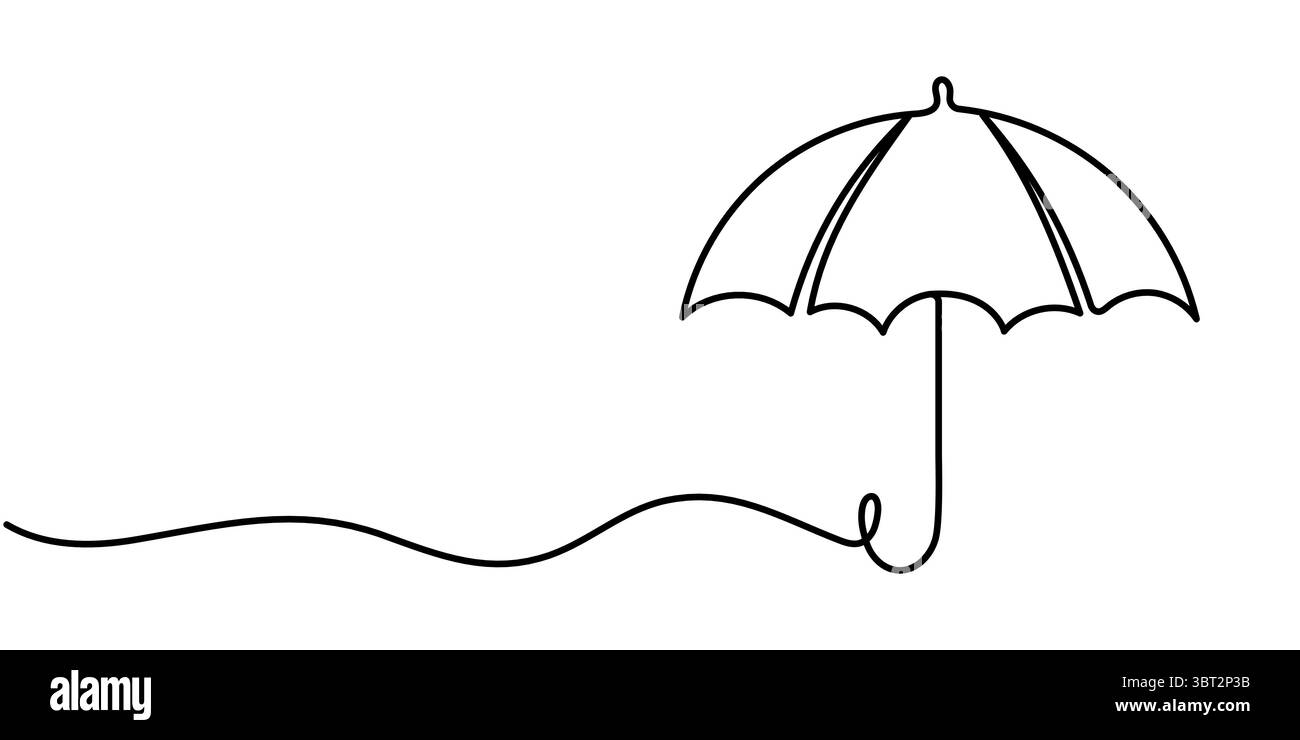 Dessin continu d'une ligne d'un trait modifiable en parapluie. Illustration de Vecteur