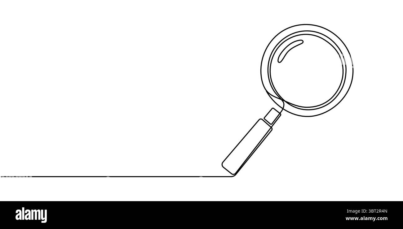 Trait de loupe de dessin continu d'une ligne modifiable. Illustration de Vecteur